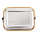 CJH Edelstahl Lunch Box mit Bambusdeckel und Fachteiler M
